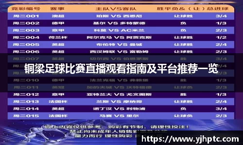 铜梁足球比赛直播观看指南及平台推荐一览